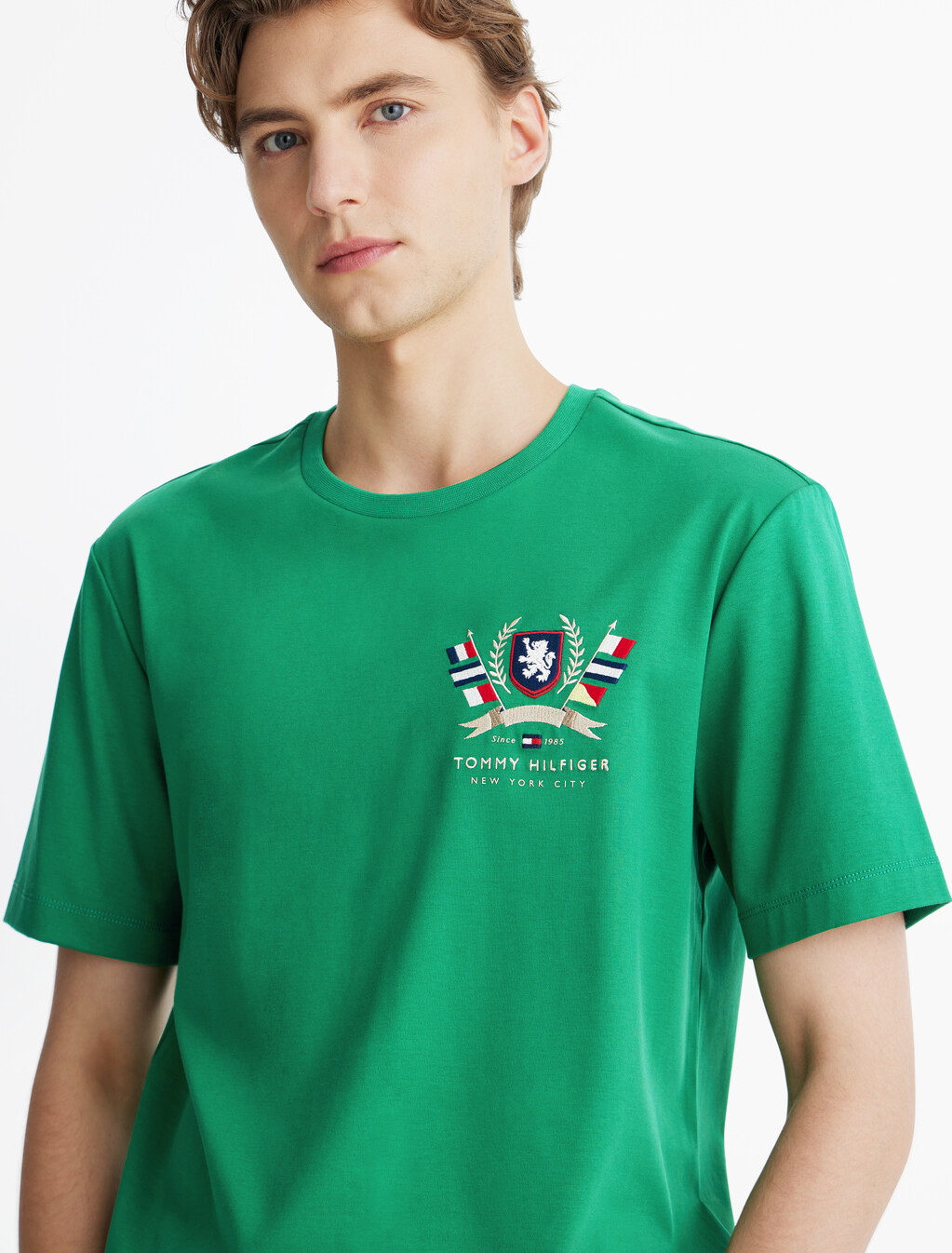 Hilfiger 徽章雙面針織 T 恤, Nouveau Green, hi-res