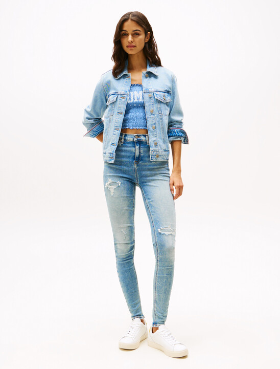 Nora Distressed Mid Rise Skinny Jeans
