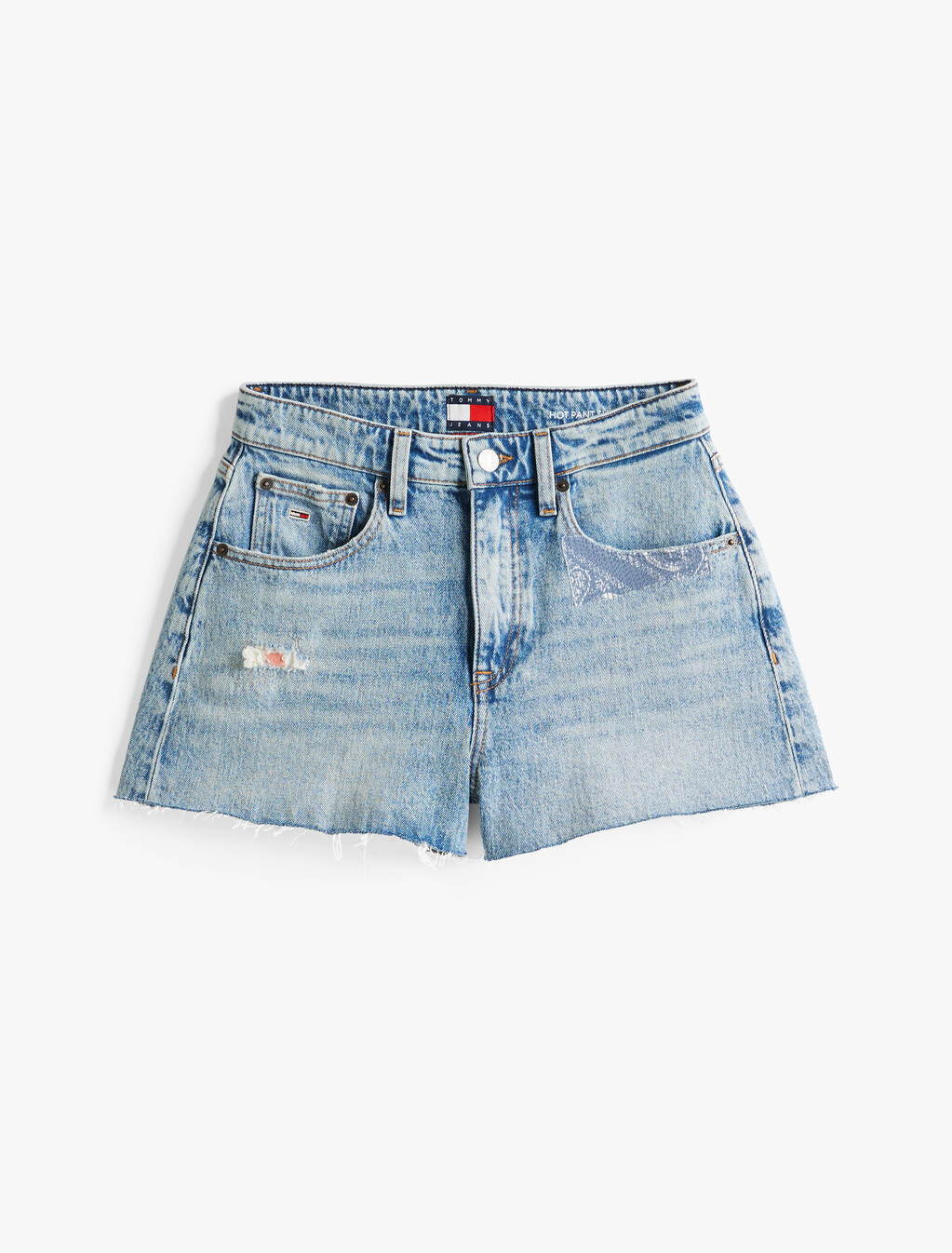 Patchwork Slim Denim Shorts, Denim Light, hi-res
