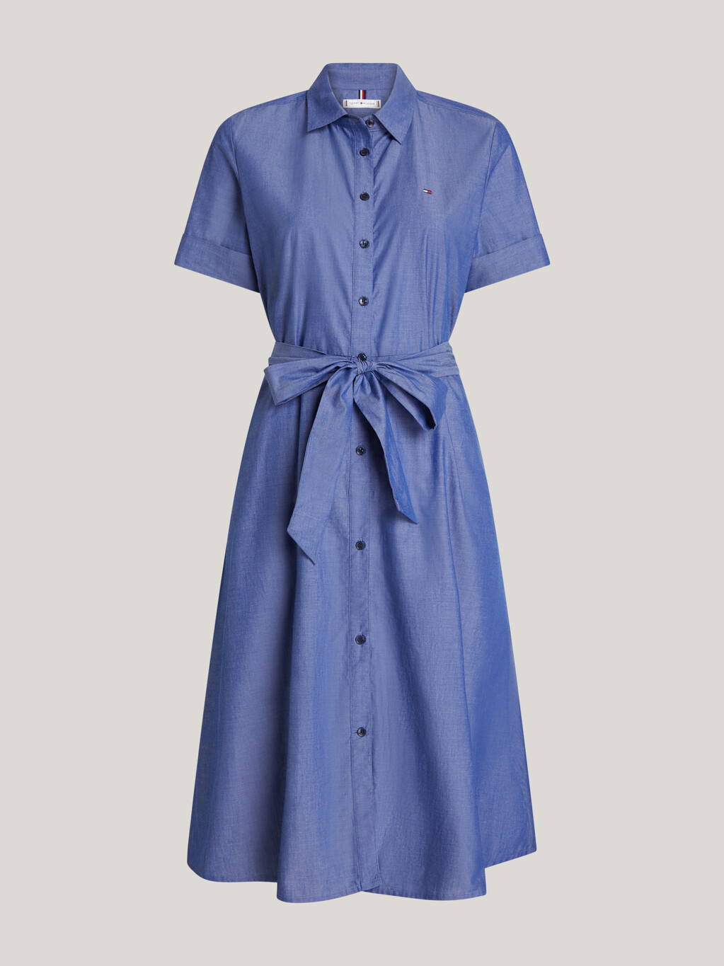 有機棉青年布襯衫連身裙, Chambray Mid Wash, hi-res