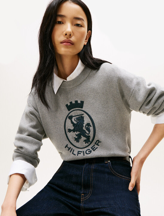 Varsity Graphic Mock Neck Sweater