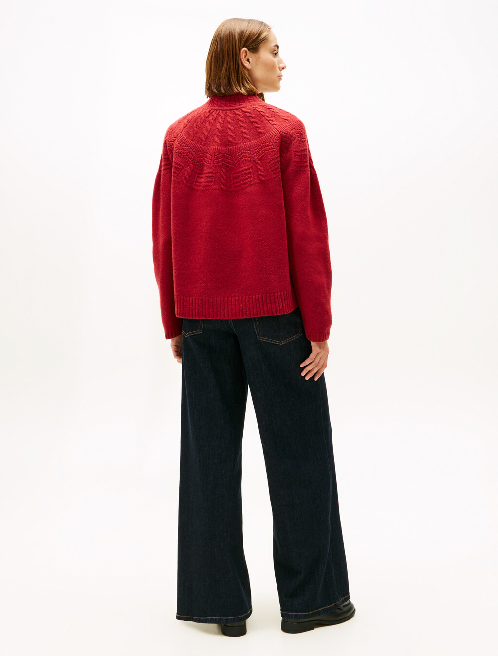 Fair Isle Mock Neck Relaxed Jumper, Regatta Red, hi-res