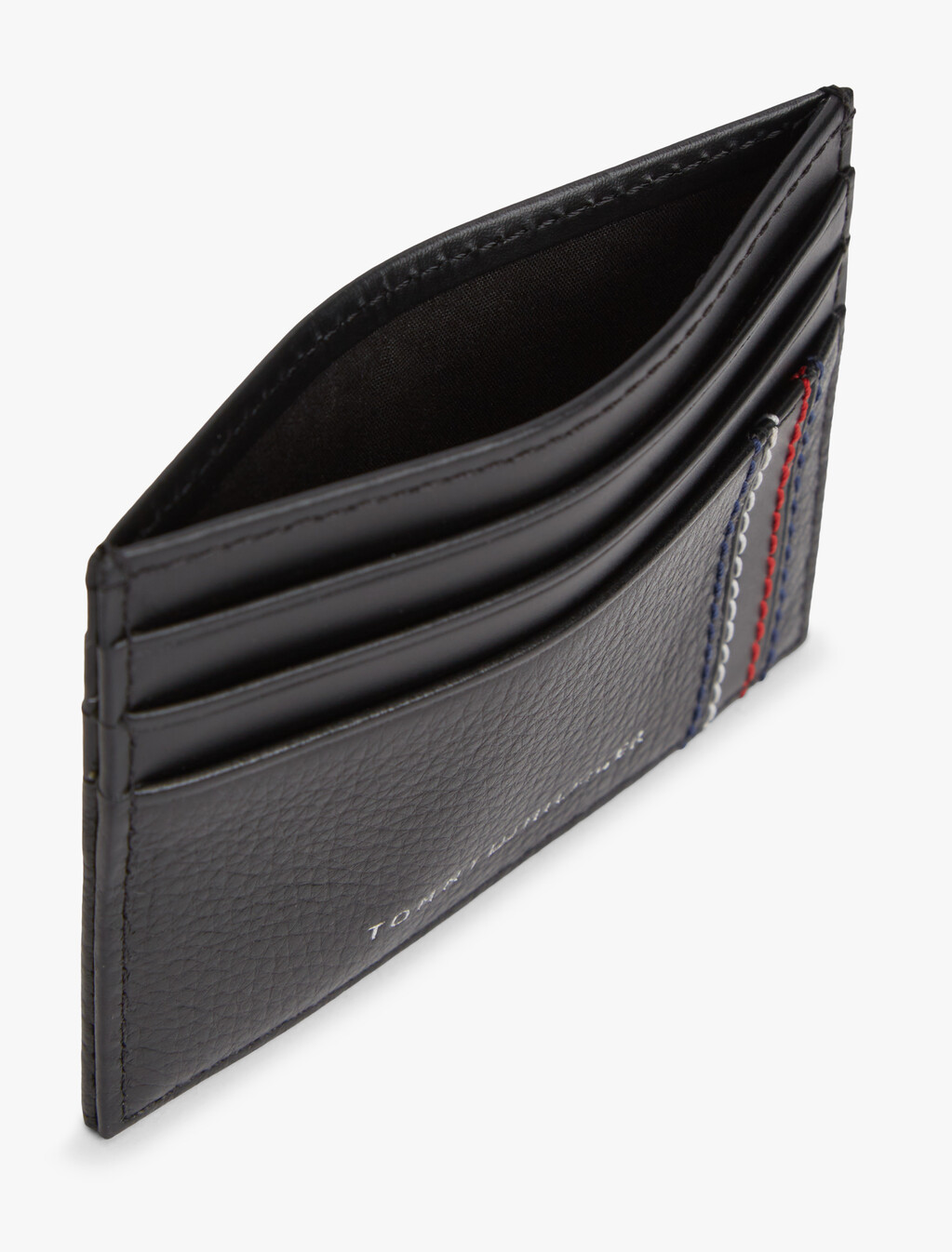 Logo Leather Credit Card Holder, Black, hi-res