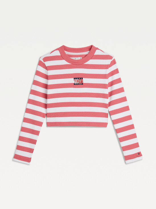 Stripe Crop Long Sleeve T-Shirt