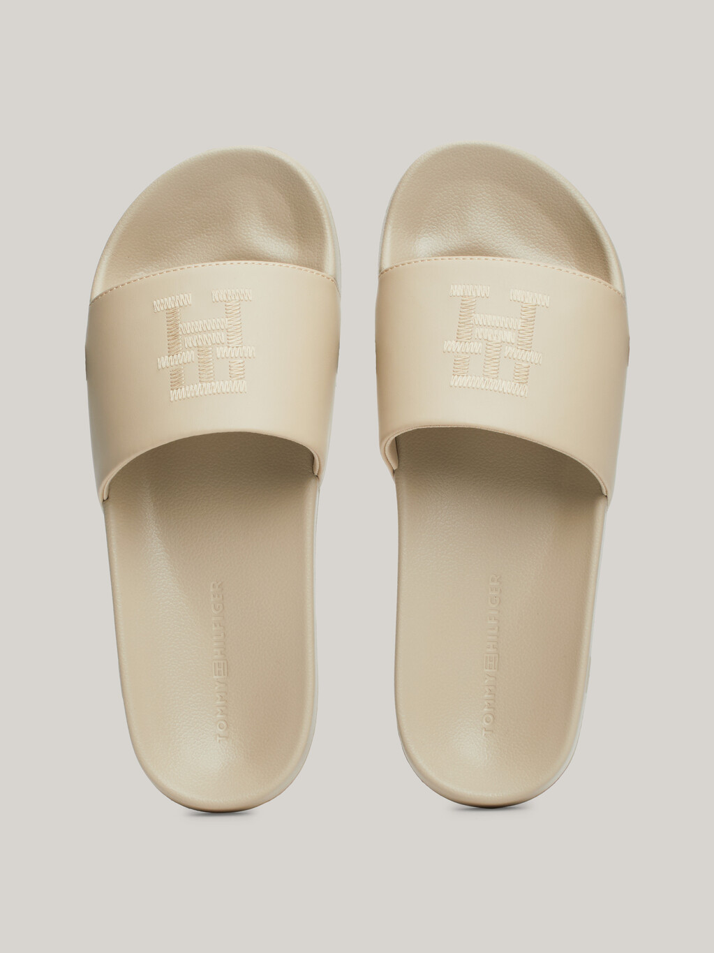 TH Monogram Embroidery Casual Slides, Beige, hi-res