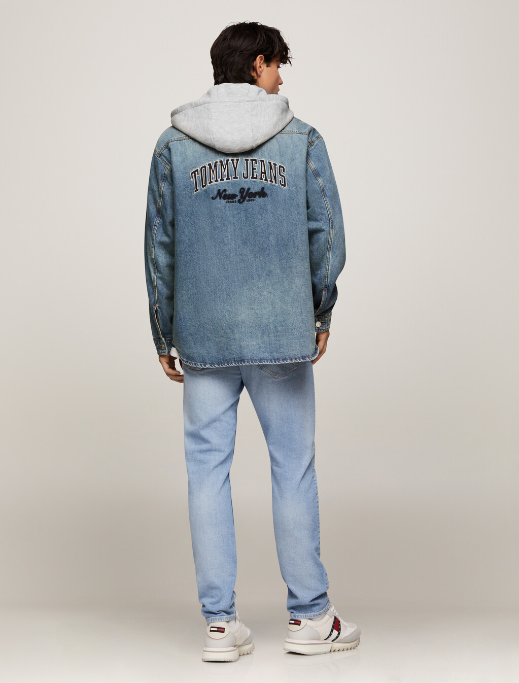 Hooded Denim Shacket, Denim Medium, hi-res