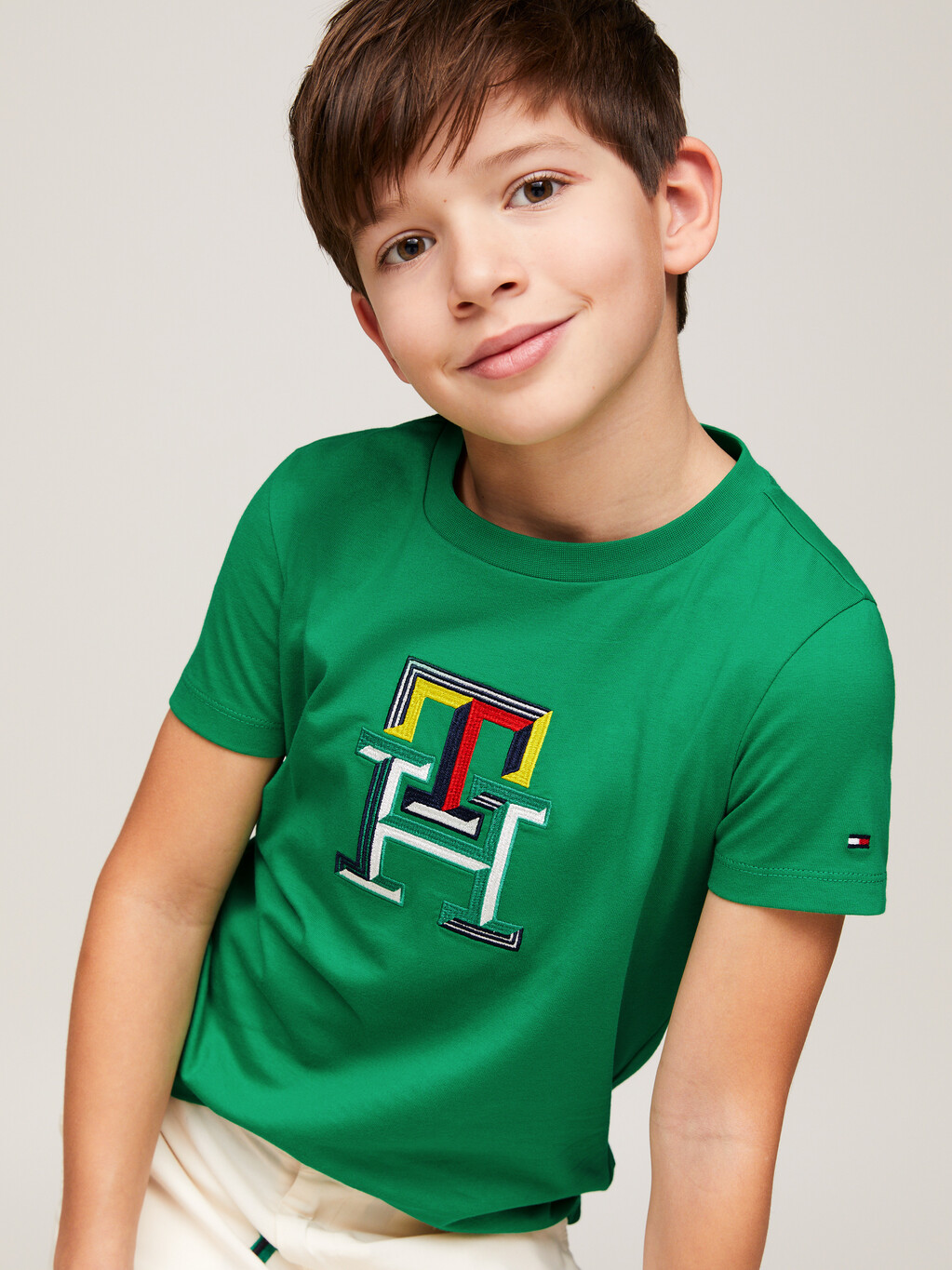 TH Monogram Multicolour Embroidery T-Shirt, Olympic Green, hi-res