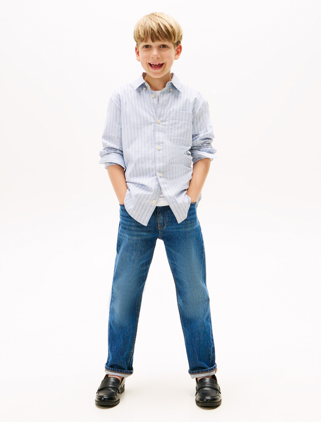 Mixed Stripe Shirt, Breezy Blue, hi-res