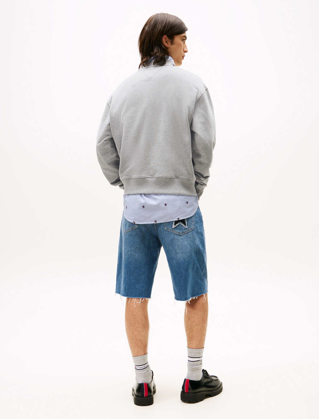 Tommy Girl 印花圖案寬鬆衛衣, Light Grey Marl, hi-res