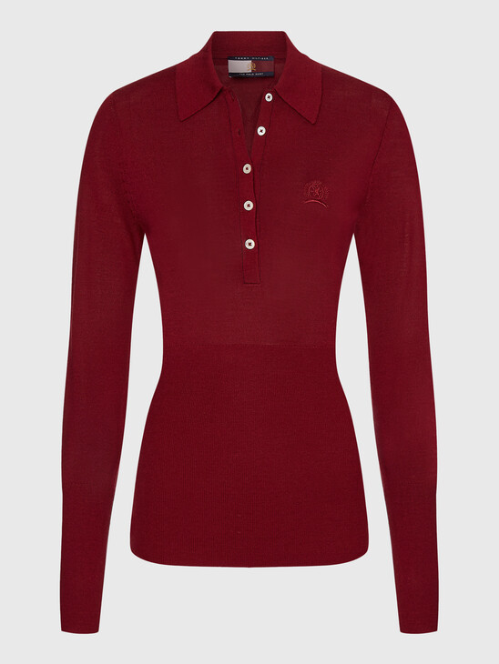 CREST EMBROIDERY LONG SLEEVE POLO