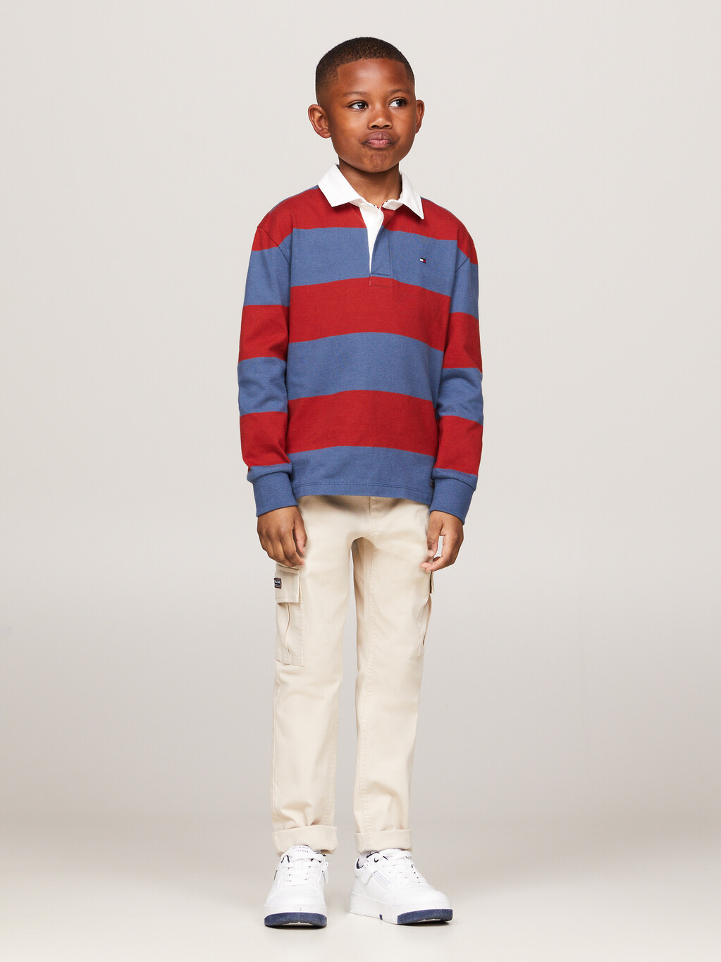 Rugby Stripe Relaxed Long Sleeve Polo, Rwb Colorblock, hi-res