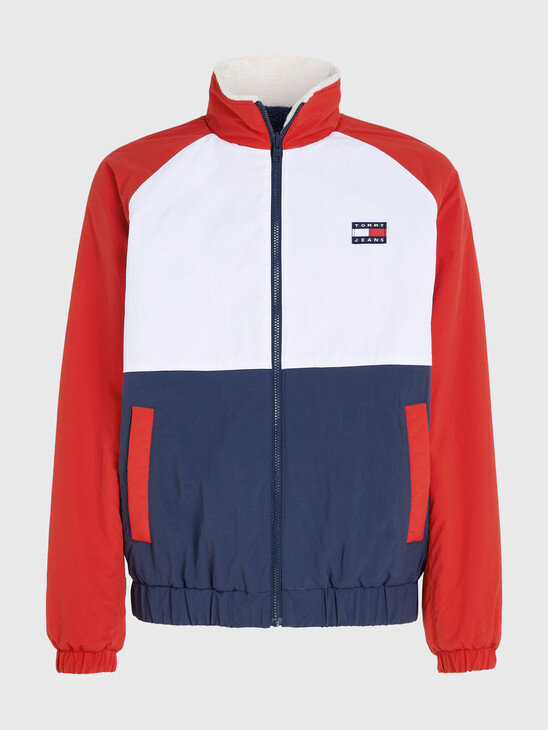 Reversible Colour-Blocked Relaxed Sherpa Jacket