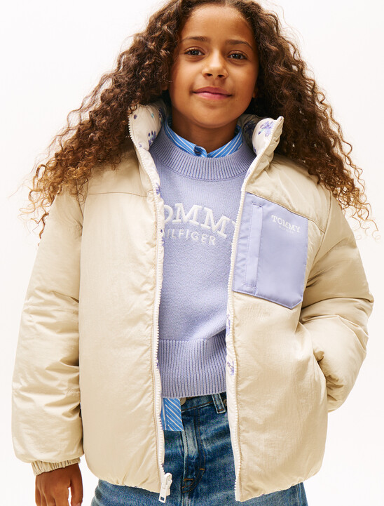 Floral Print Reversible Relaxed Puffer Jacket