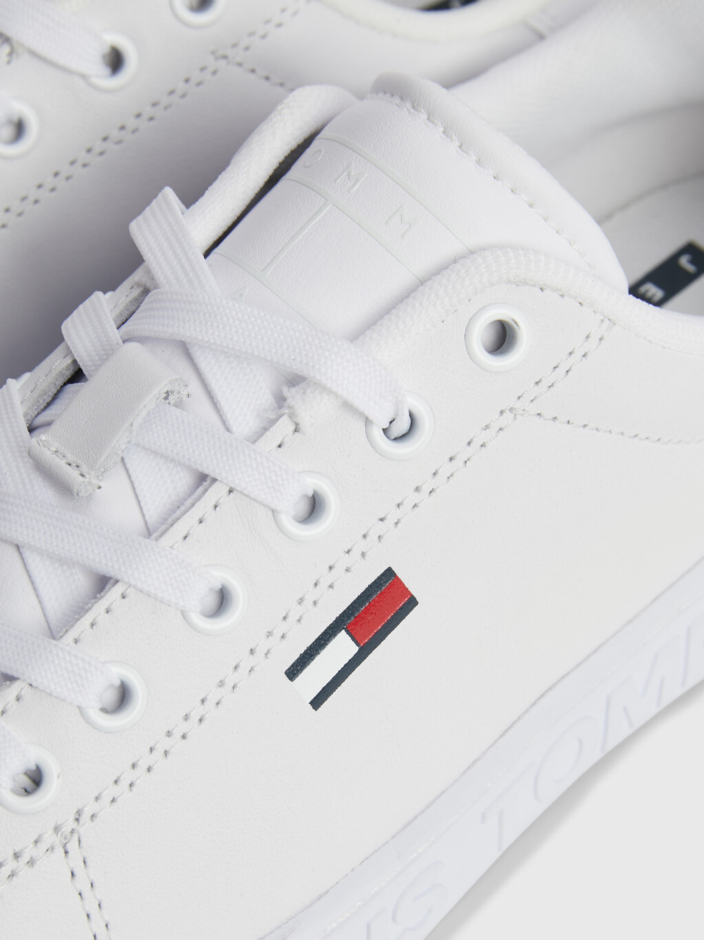 LOGO MIDSOLE LEATHER TRAINERS, White, hi-res