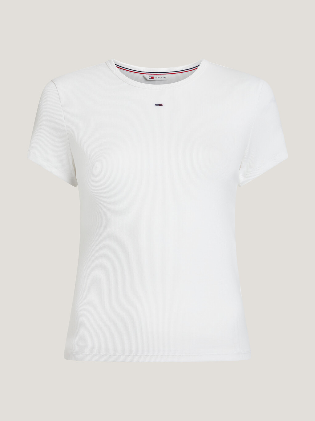Essential 羅紋修身 T 恤, White, hi-res