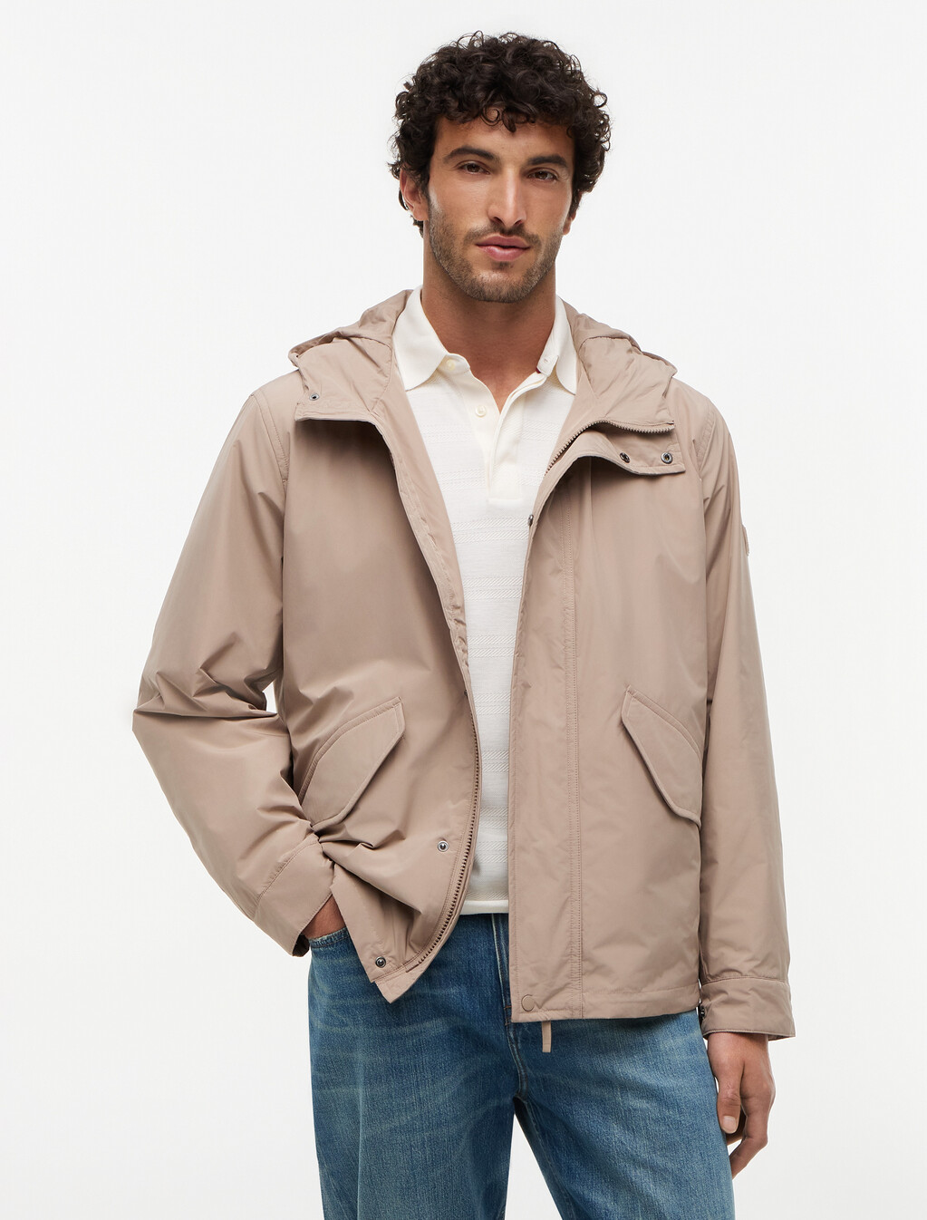 印花圖案平紋長袖 T 恤, Coastal Taupe, hi-res