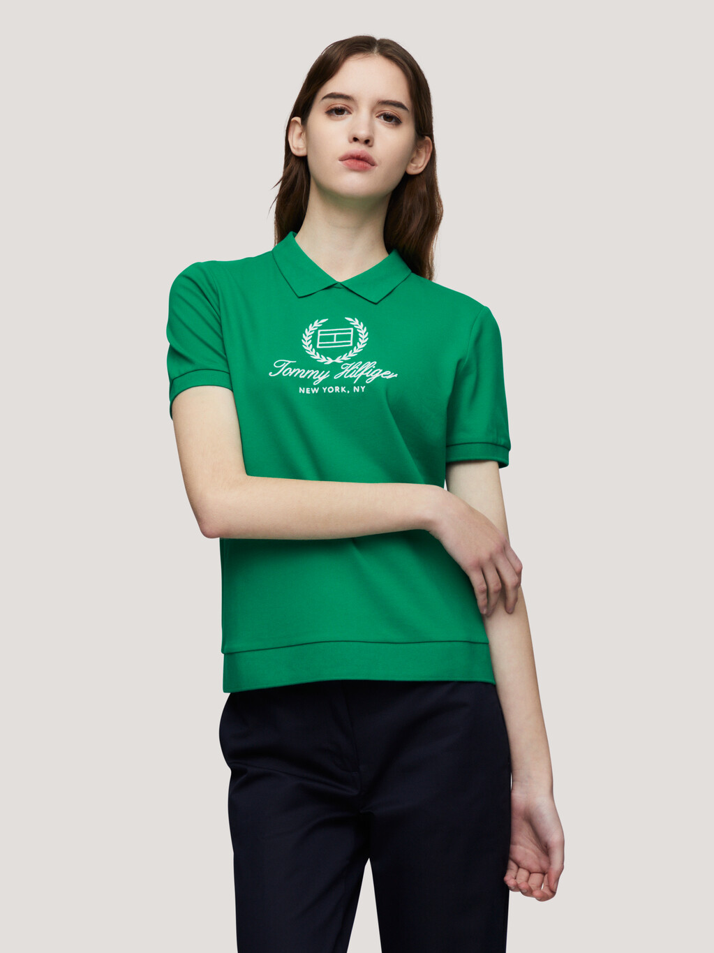NYC 標誌刺繡 Polo 衫, Olympic Green, hi-res