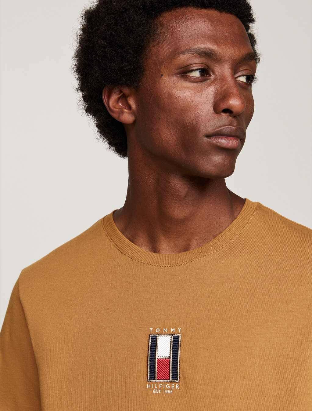 Vertical Flag Embroidery T-Shirt, Country Brown, hi-res