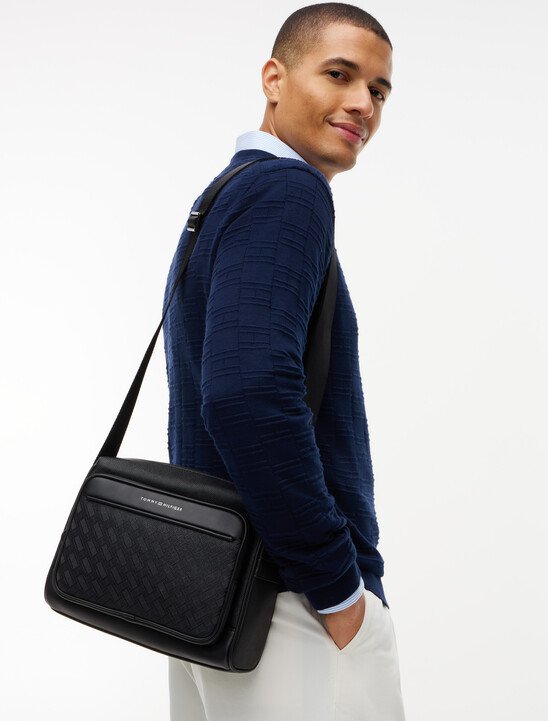 Modern Textured Flag Crossbody Messenger Bag
