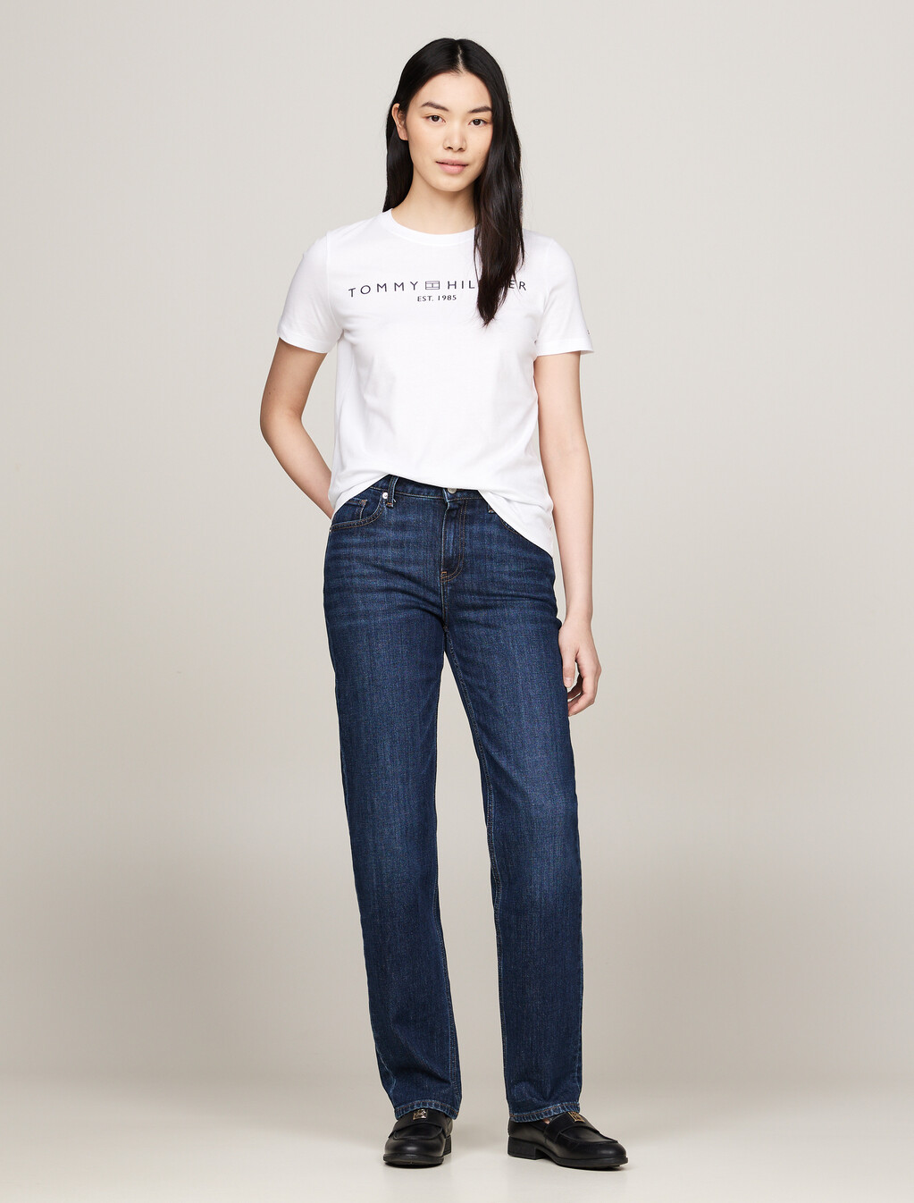 Logo圓領 T 恤, Th Optic White, hi-res