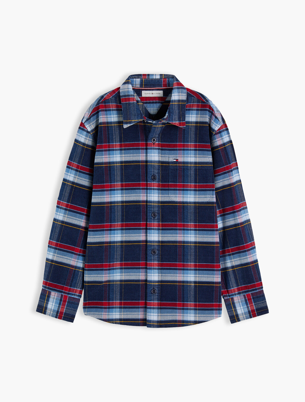 Regular Fit Back Graphic Check Corduroy Shirt, Blue Check 03, hi-res