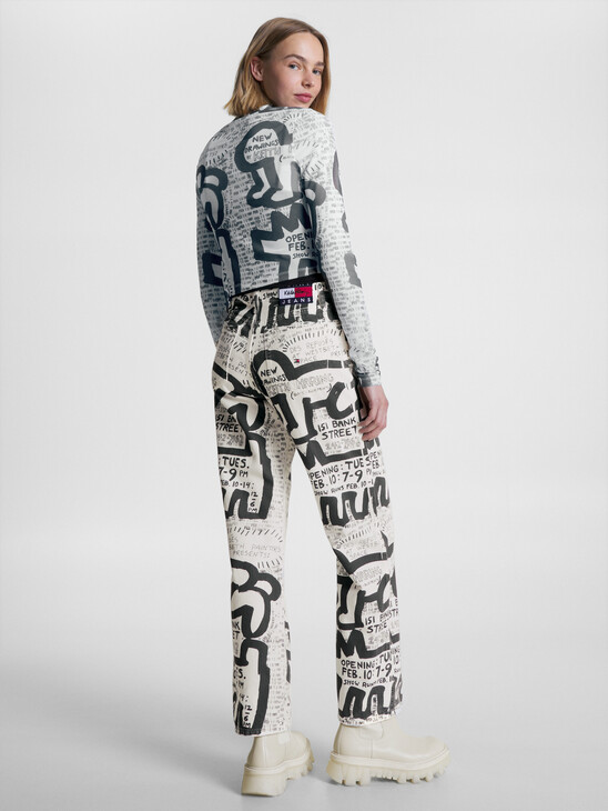 Tommy X Keith Haring 展覽海報印花網眼長袖上衣