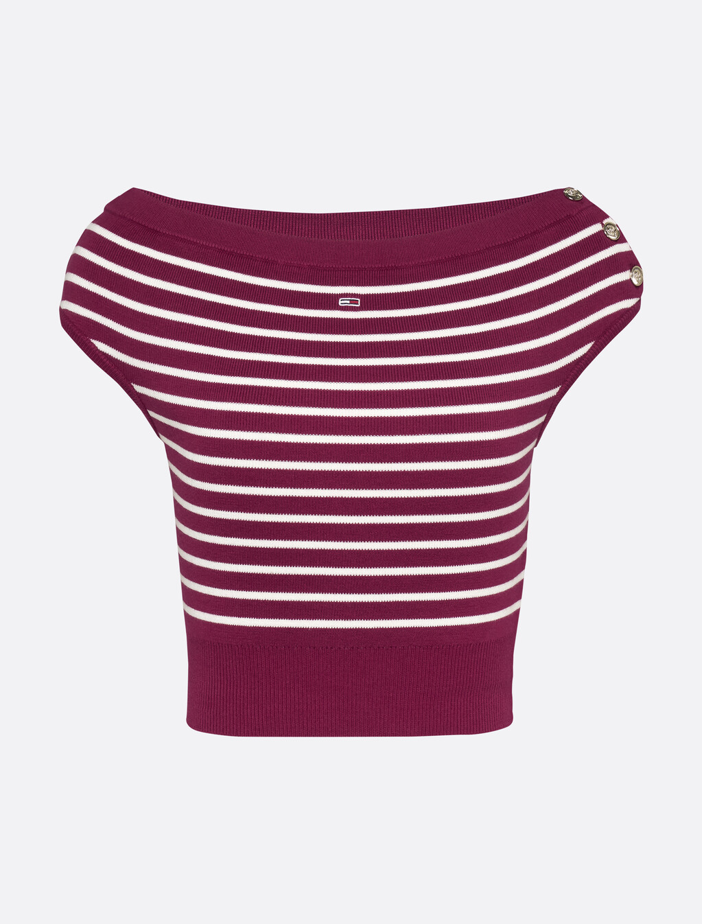 Off-The-Shoulder Cap Sleeve Jumper, Brilliant Berry / Stripe, hi-res
