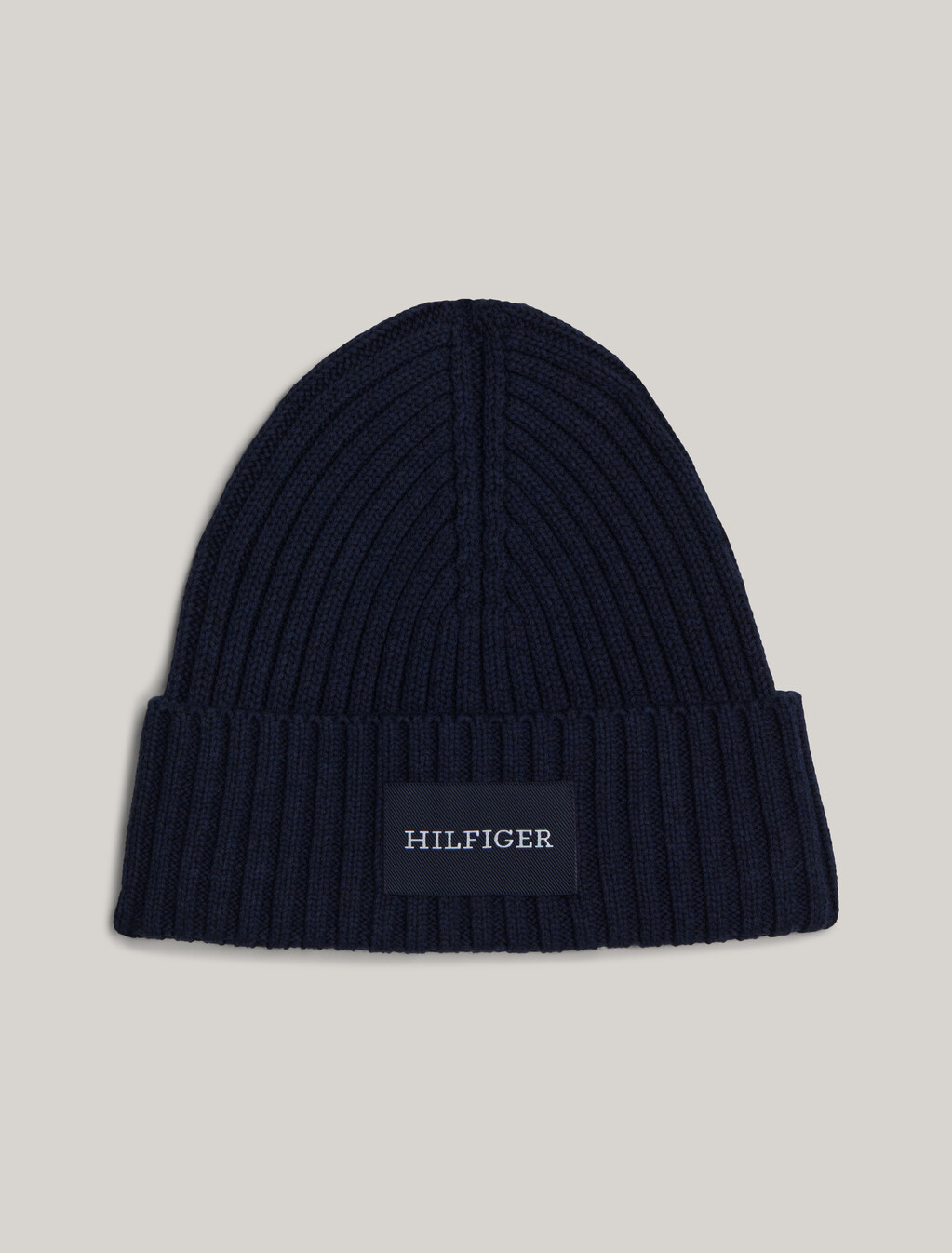 Hilfiger Monotype Rib-Knit Beanie with Wool, Space Blue, hi-res