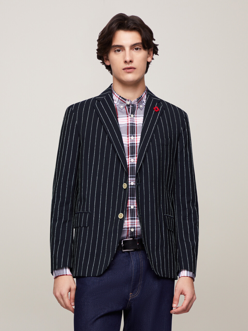 Pinstripe Constructed Lardini Blazer, BLUE, hi-res