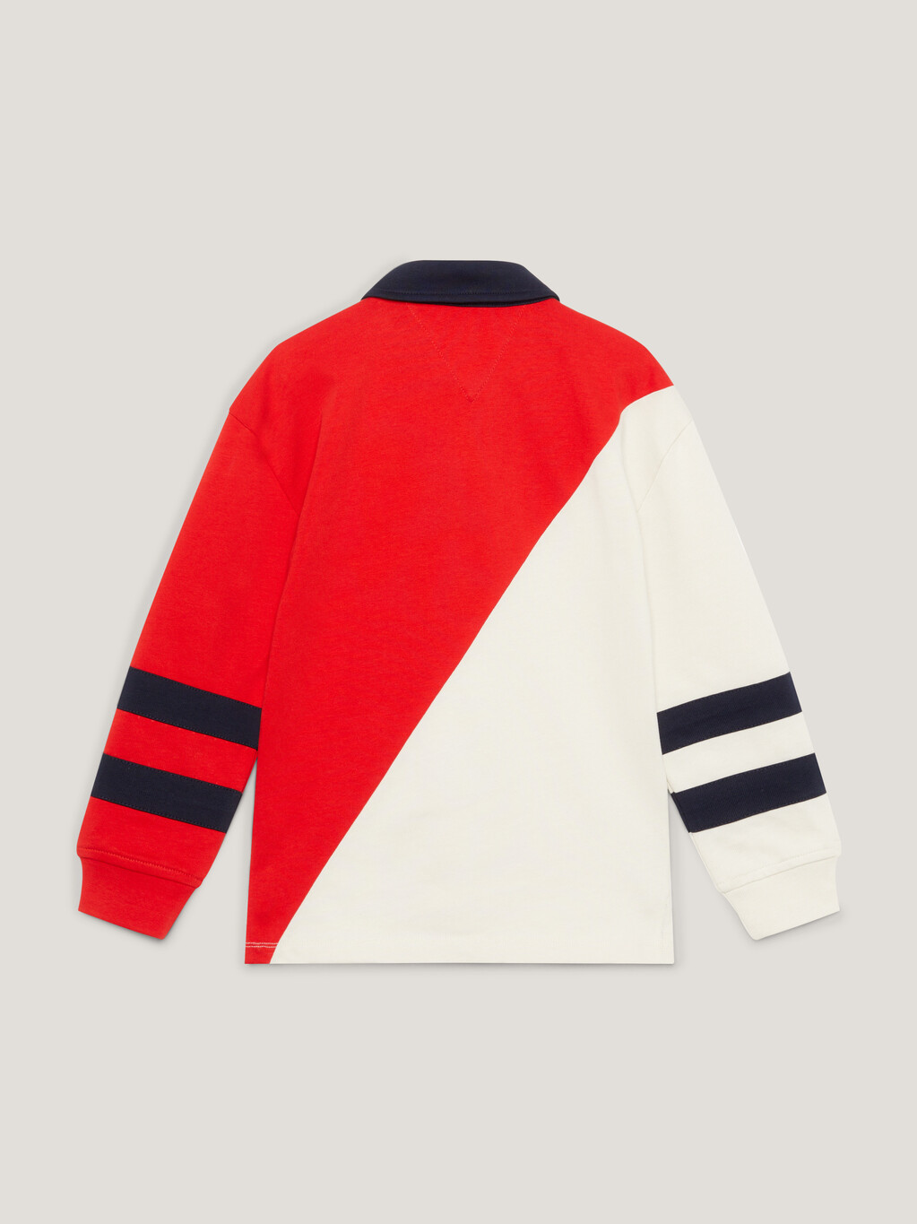 Colour-Blocked Long Sleeve Polo, Red/White Colorblock, hi-res