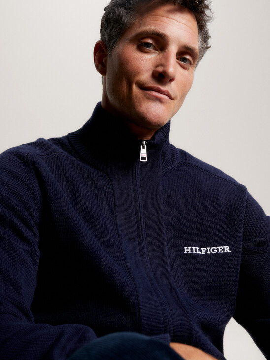 Hilfiger Monotype High Neck Zip-Thru Cardigan