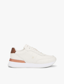 Leather Fine Cleat Chunky Trainers, Ancient White, hi-res