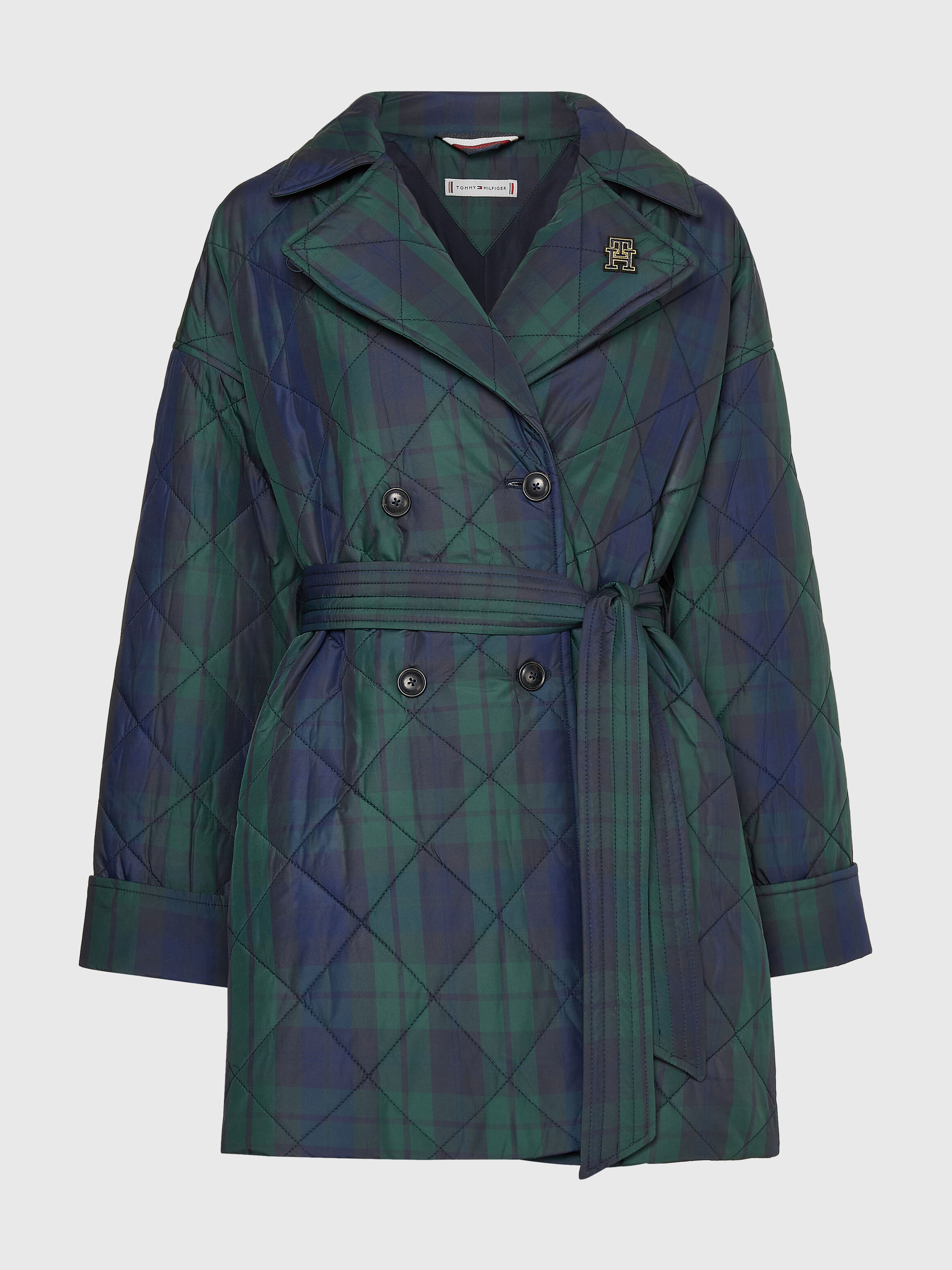 Green plaid peacoat sales