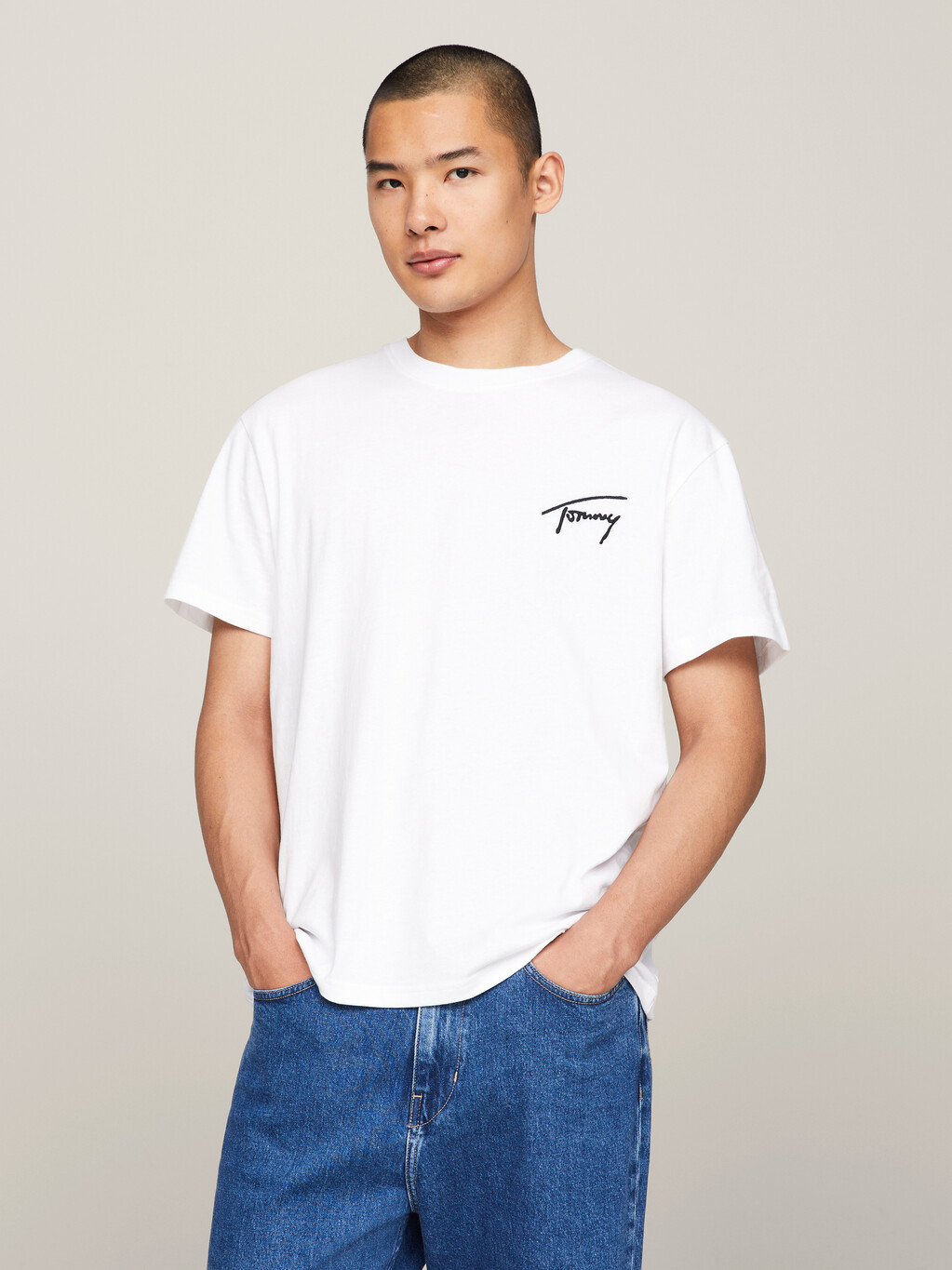 Signature Logo Embroidery T-Shirt, White, hi-res