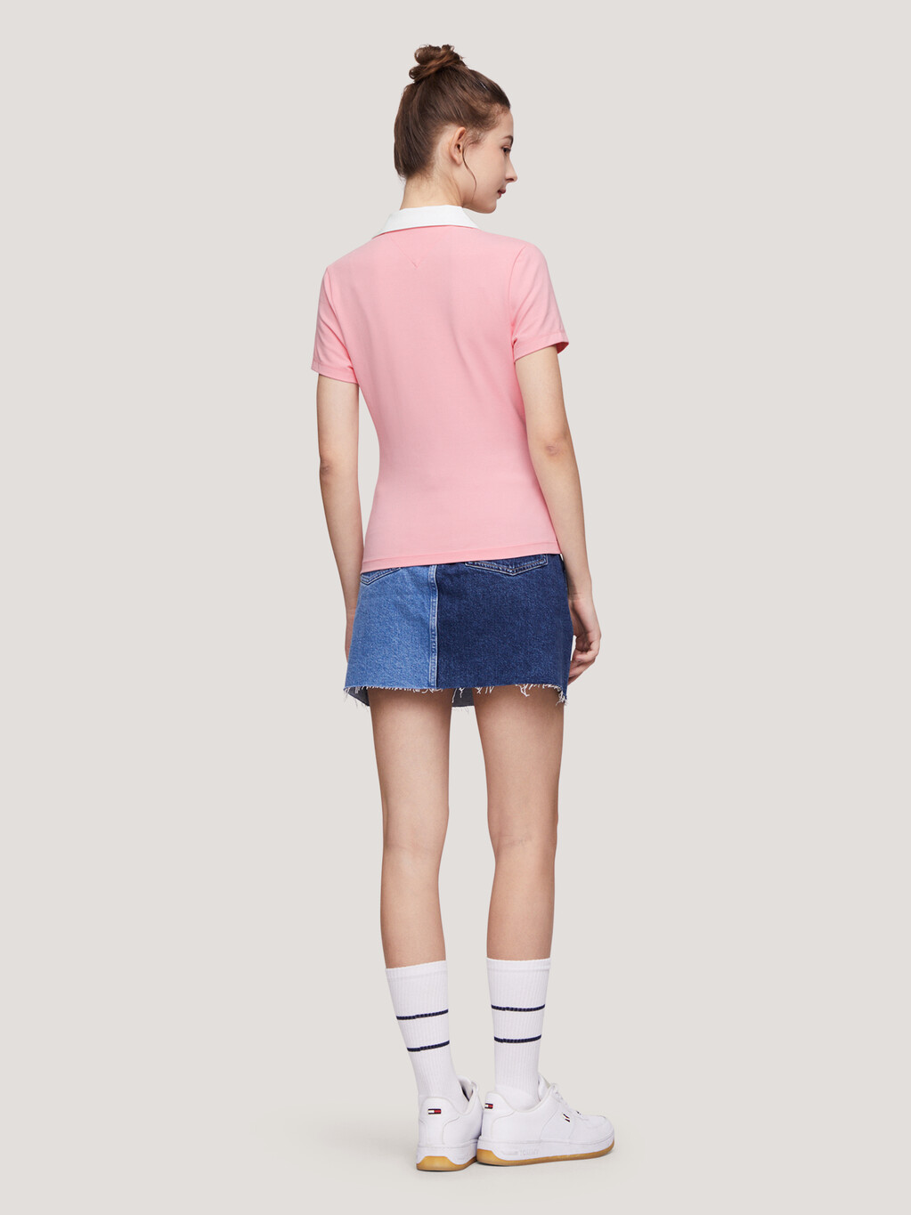 對比色開領 Polo 衫, Ballet Pink, hi-res