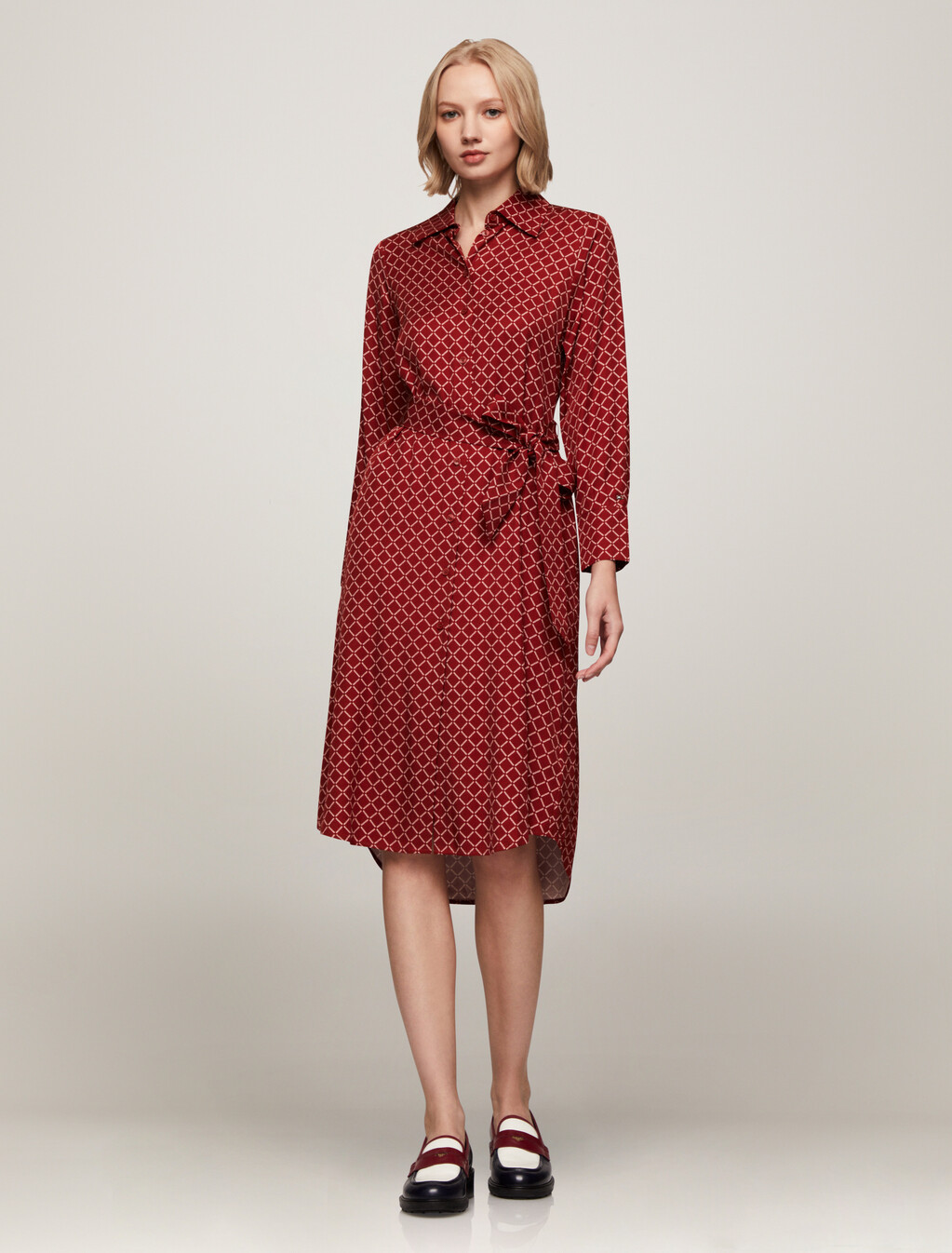 Asia Fit Viscose Print Shirt Dress, Diamond Monotype/ Dark Magma, hi-res