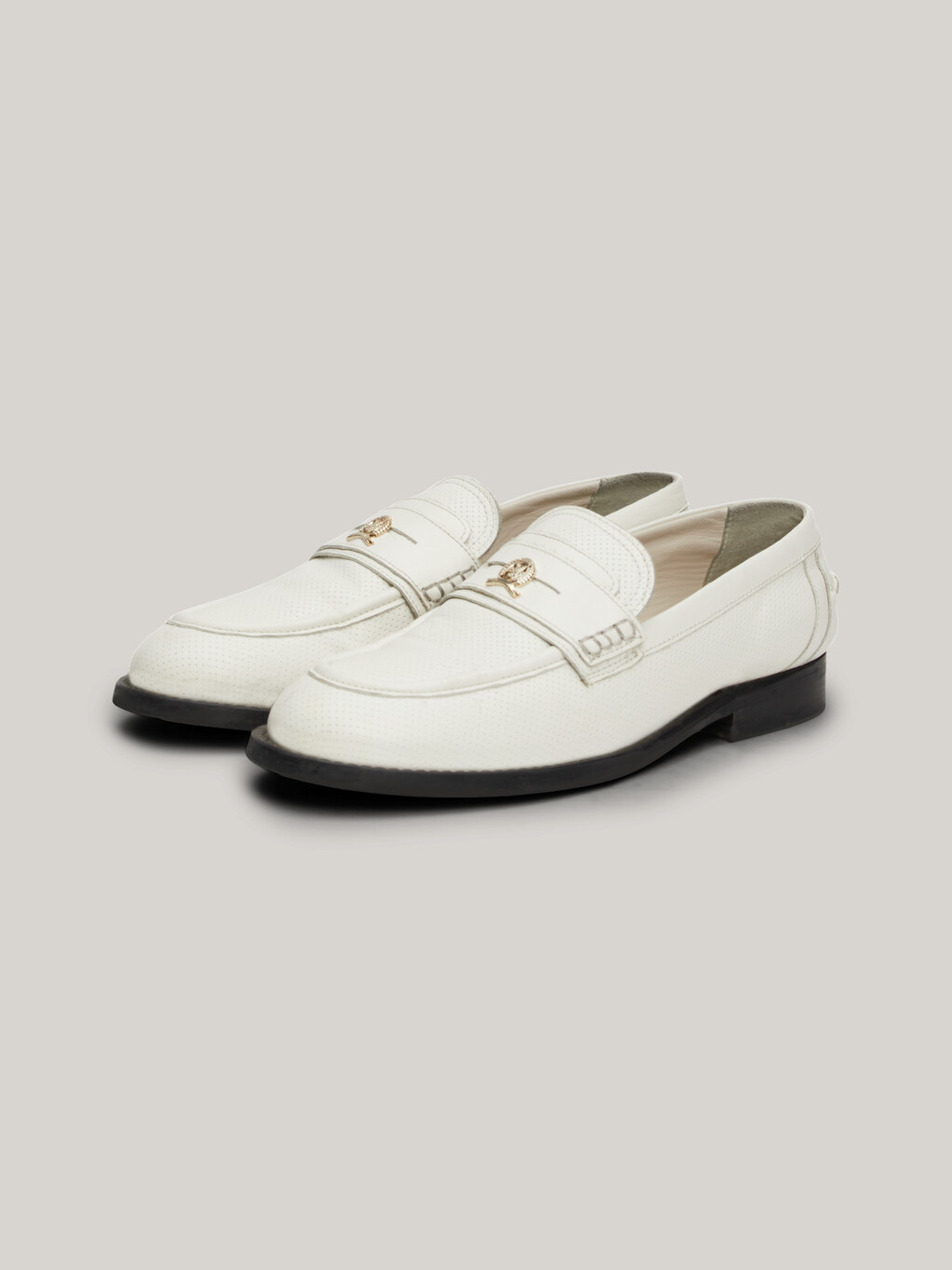 Crest Classics Perforated Leather Loafers, Ecru, hi-res