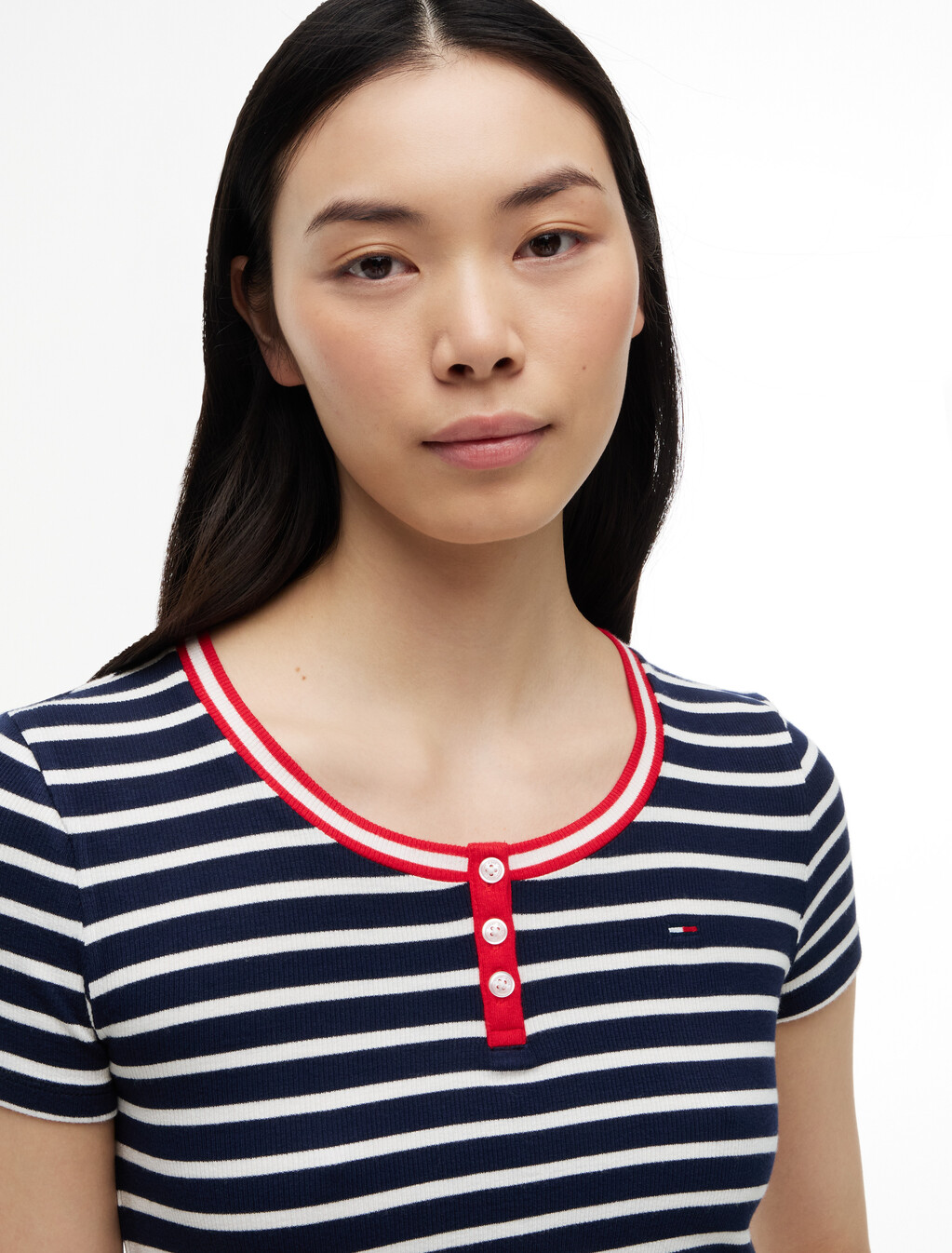 Slim Henley T-Shirt, Navy / Stripe, hi-res