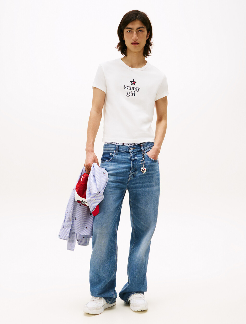 Tommy Girl 印花圖案標準版型 T 恤, Ecru, hi-res