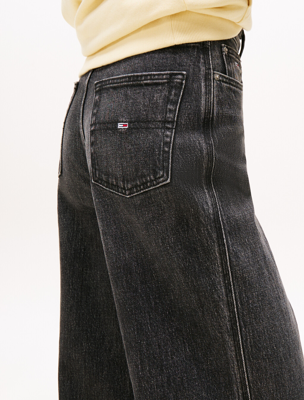 High Rise Wide Leg Black Jeans, Denim Washed Black, hi-res