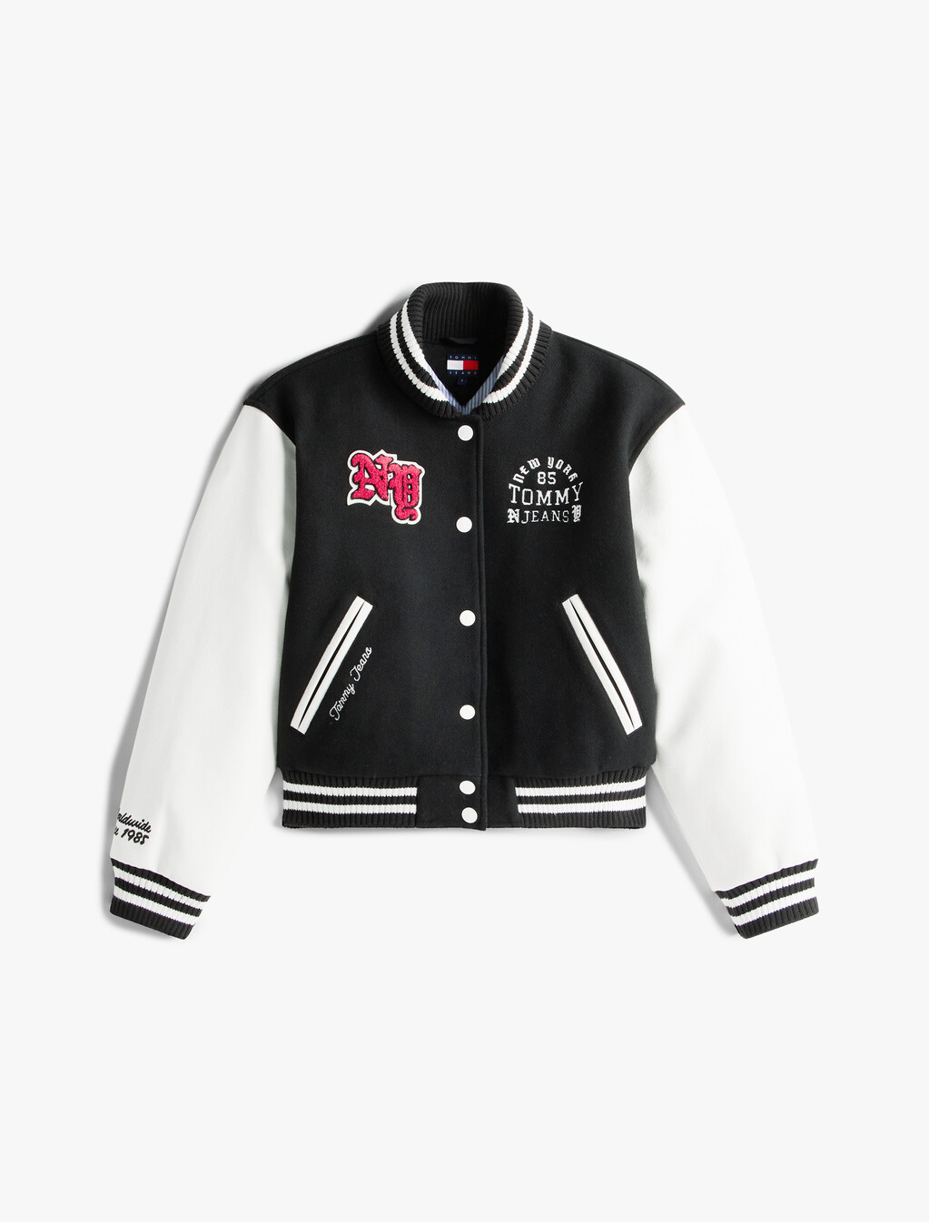 Logo Appliqué Varsity Jacket With Wool, Black, hi-res