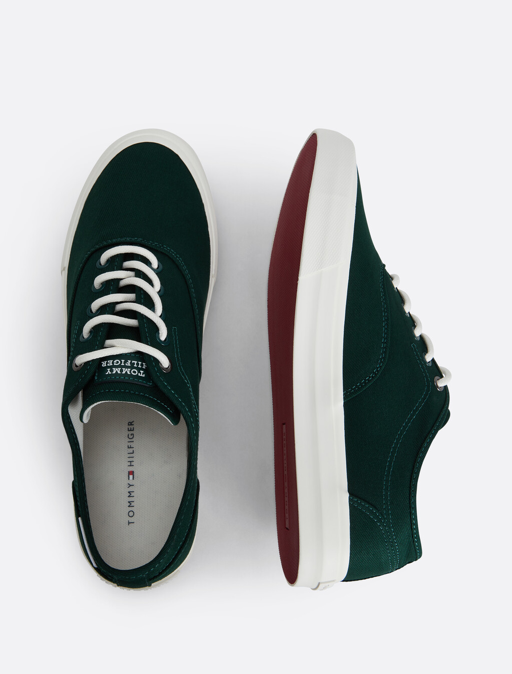 Canvas Embossed Logo Trainers, Hunter, hi-res