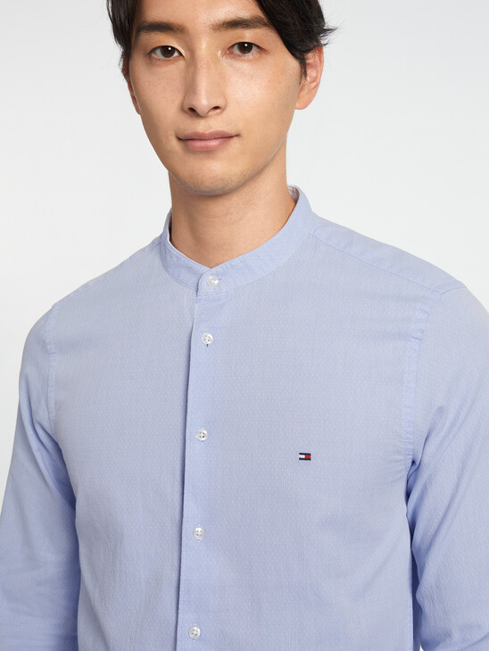 Band Collar Dobby Slim Fit Shirt