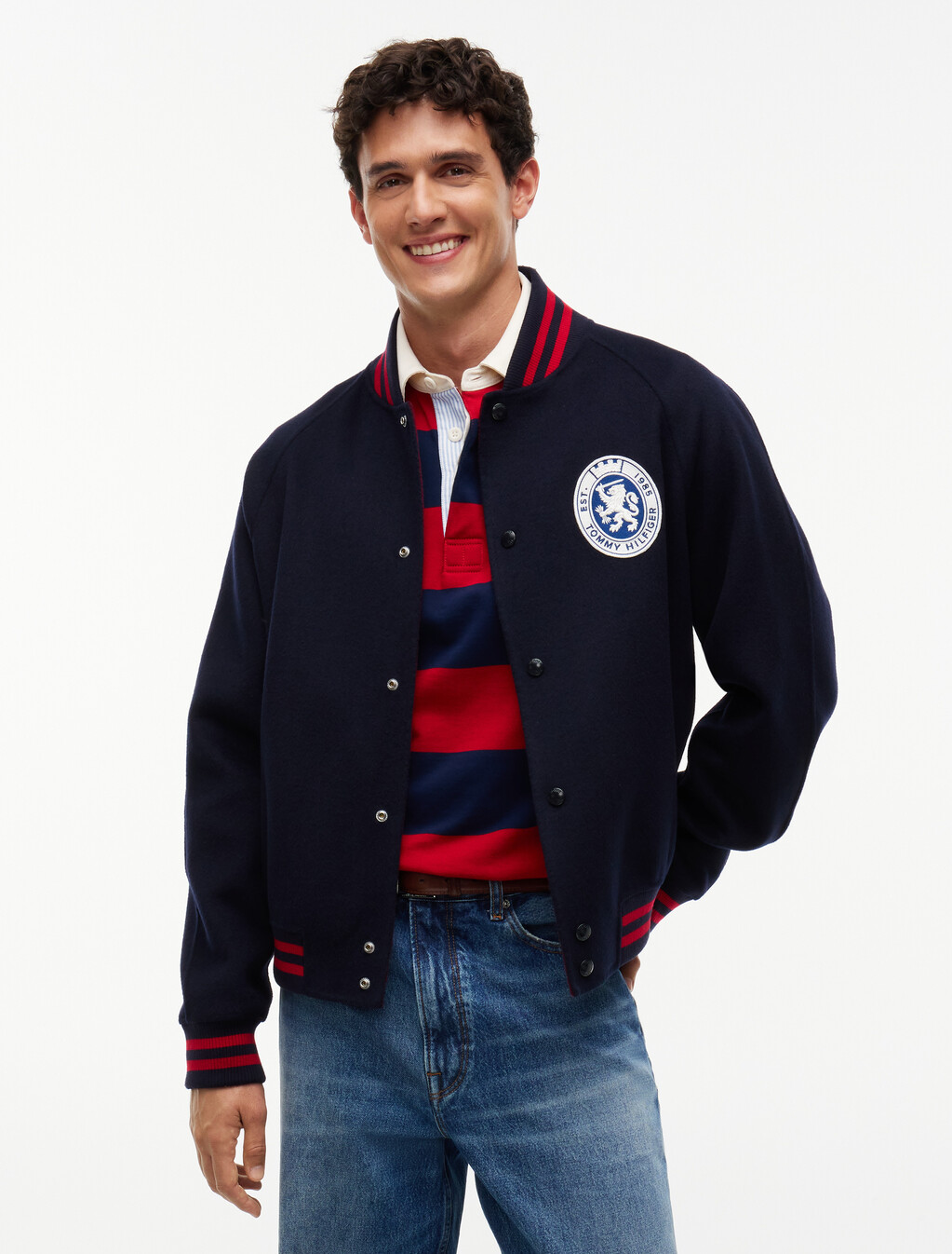 Crest Wool Blend Varsity Jacket, Navy Blue / Navy Blue, hi-res