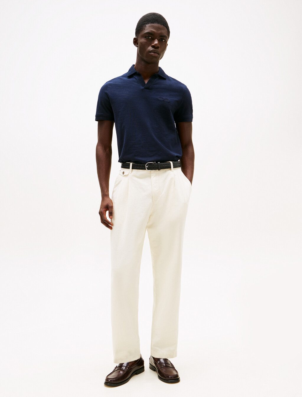 Cotton Linen Terry Polo, Desert Sky, hi-res