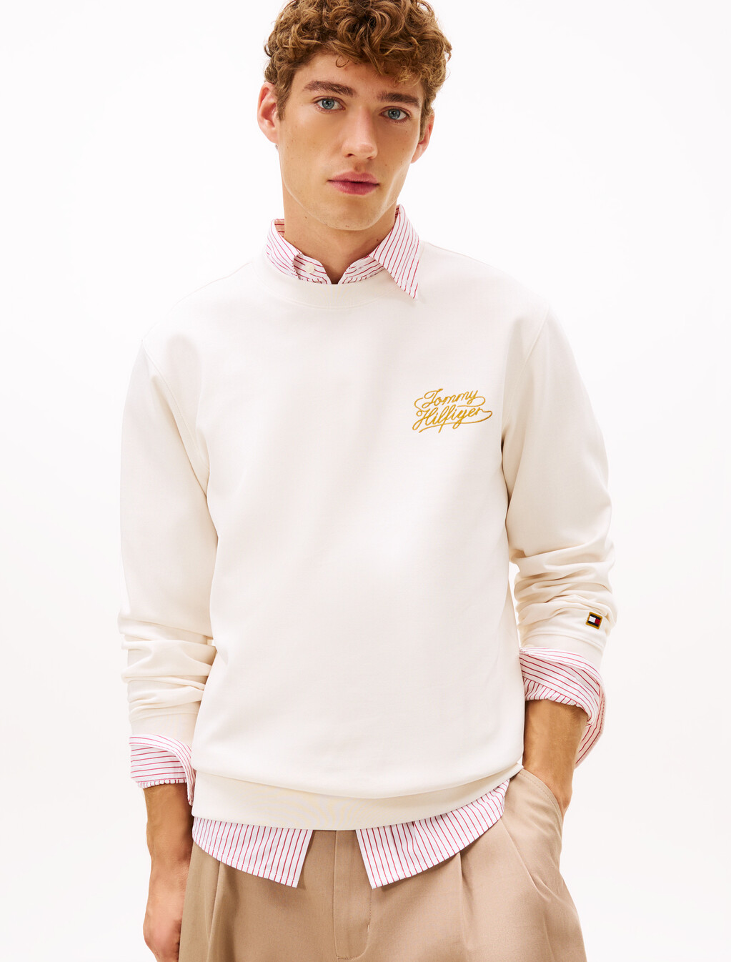 Heavy Twill Crewneck Sweatshirt, Ivory Petal, hi-res