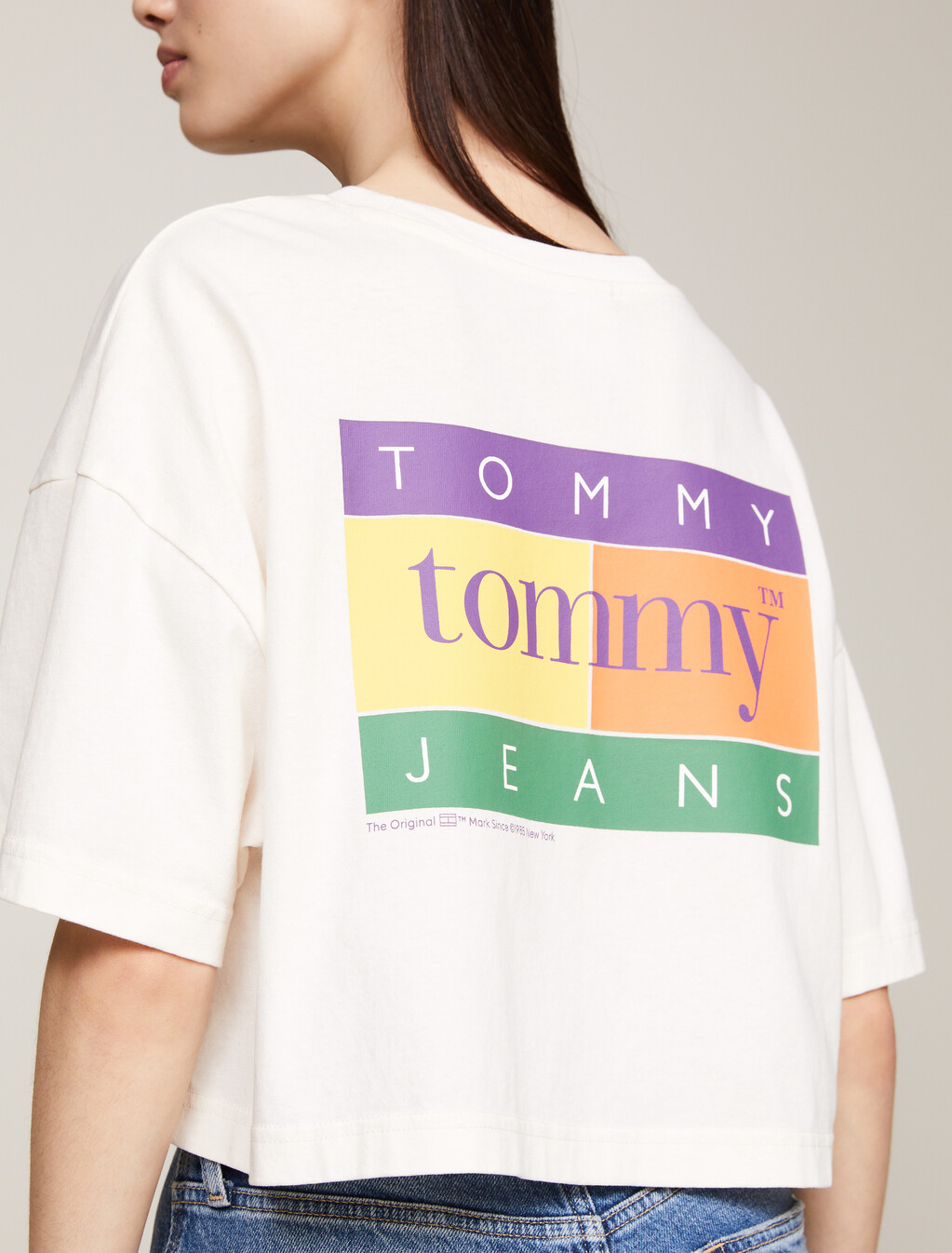 Oversized Back Logo Cropped T-Shirt, Ancient White, hi-res