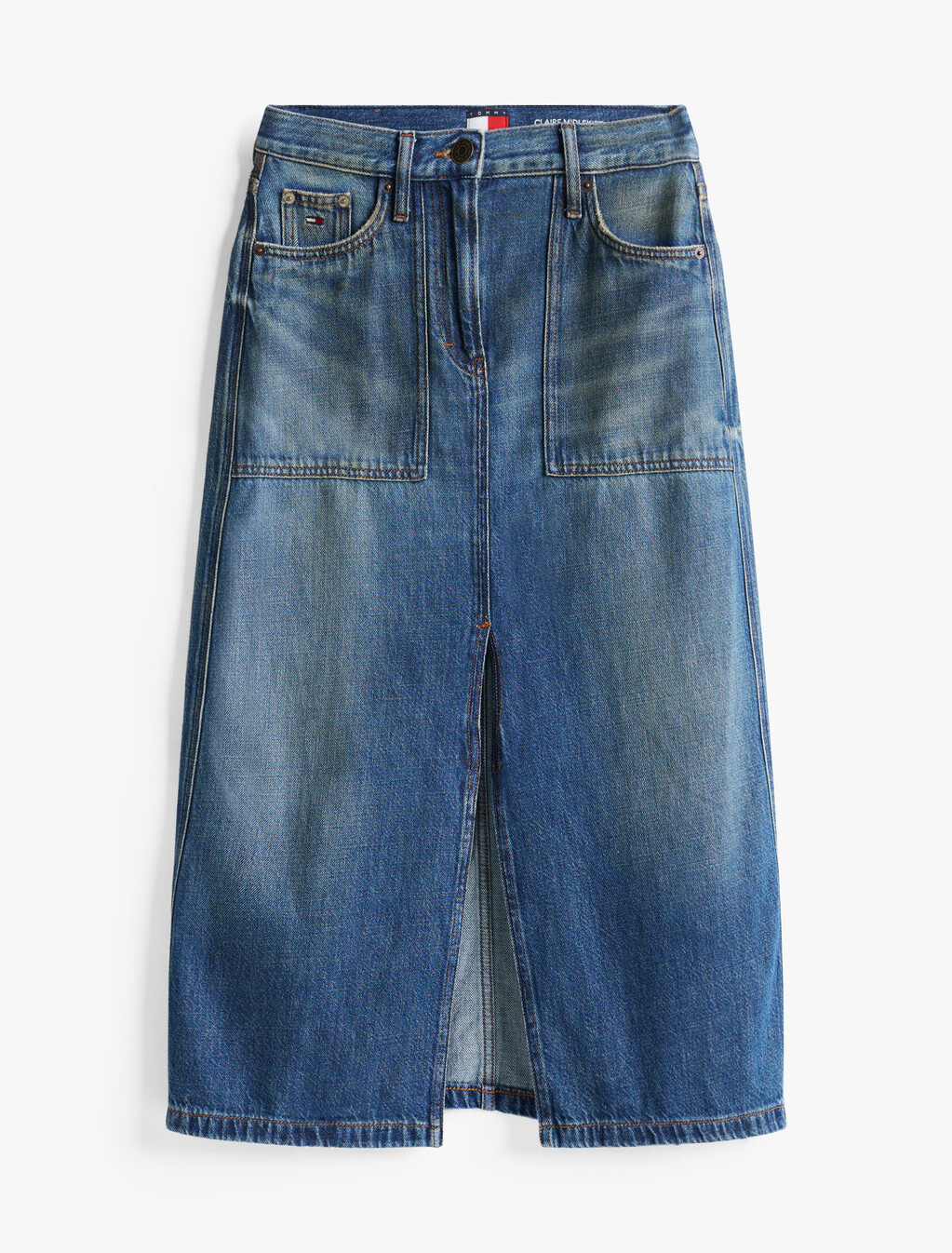 Claire Utility Midi Denim Skirt, Denim Medium, hi-res