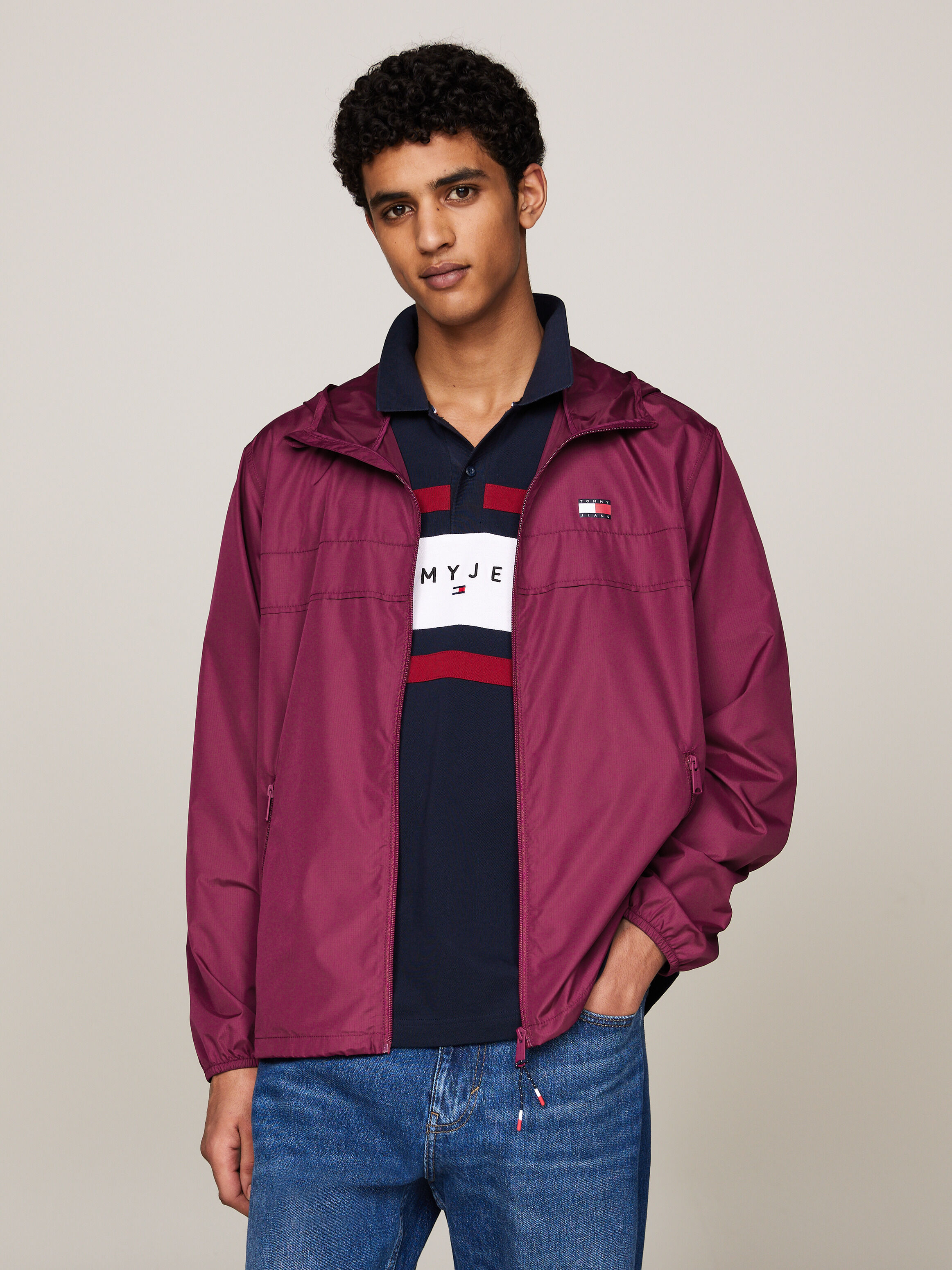 Tommy hilfiger pink windbreaker cheap