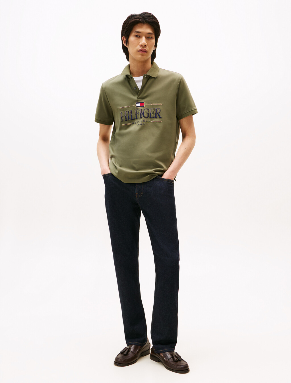 Icon 印花圖案 Polo 衫, Battle Green, hi-res